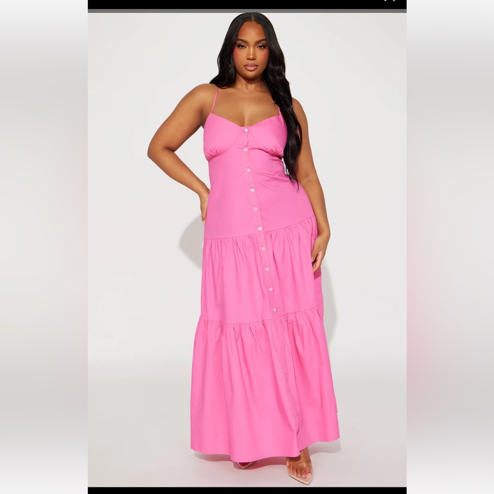 Button Down Spaghetti Strap Tiered Maxi Dress BUNDLE Size L